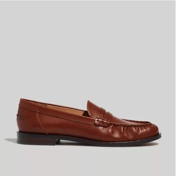 NEW Madewell Brown Leather Penny Loafers 9.5 - Picture 2 of 5